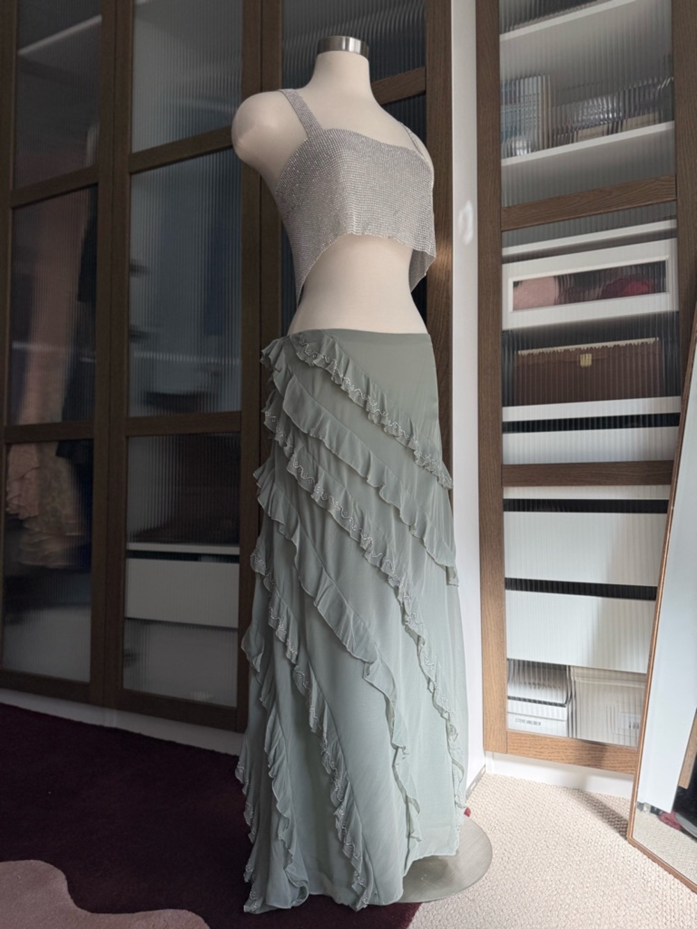 NWT • 🧚🏾 • Skirt 
• Embroidered Wrinkled Maxi Skirt / Midi Dress  •